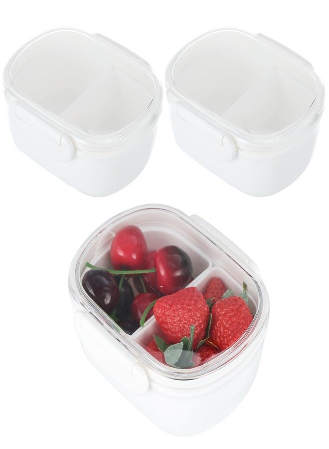 FMOACEN 3 PCS Double Compartment Snack Containers, Small Reusable Removable Fruits Snack box Containers Snacks Dips Takeout Leakproof & Airtight Food Storage Box for Travel, Office, Picnic - Image 1